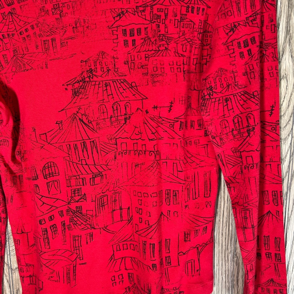 Red Black y2k Asian Inspired Graphic Print Long Sleeve Top Blouse - Picture 4 of 4
